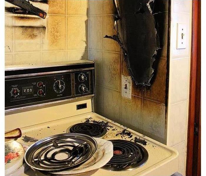 Kitchen fire in a home