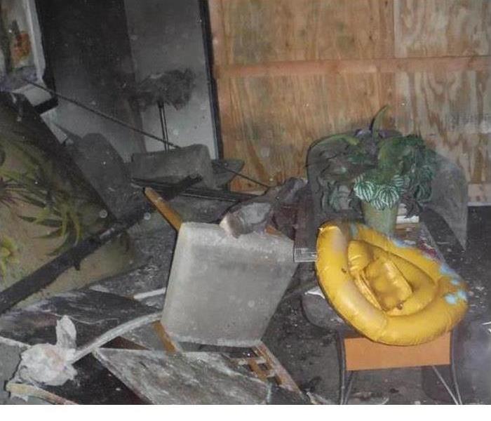 A fire damage in a home